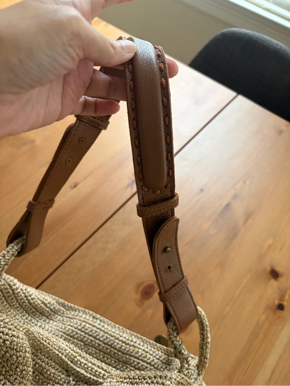 The Sak Los Feliz Bamboo Static Woven Shoulder Bag Adjustable Leather Strap - Picture 3 of 12
